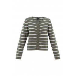 Cardigan Coton Kaki et Blanc