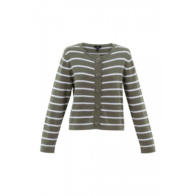 Cardigan Coton Kaki et Blanc