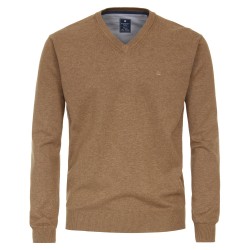 Pull Coton Col V Camel