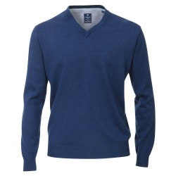 Pull Coton Col V Indigo