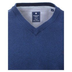 Pull Coton Col V Indigo