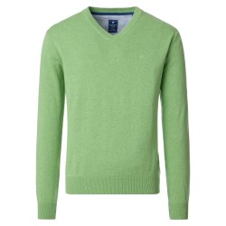 Pull Coton Col V Pomme