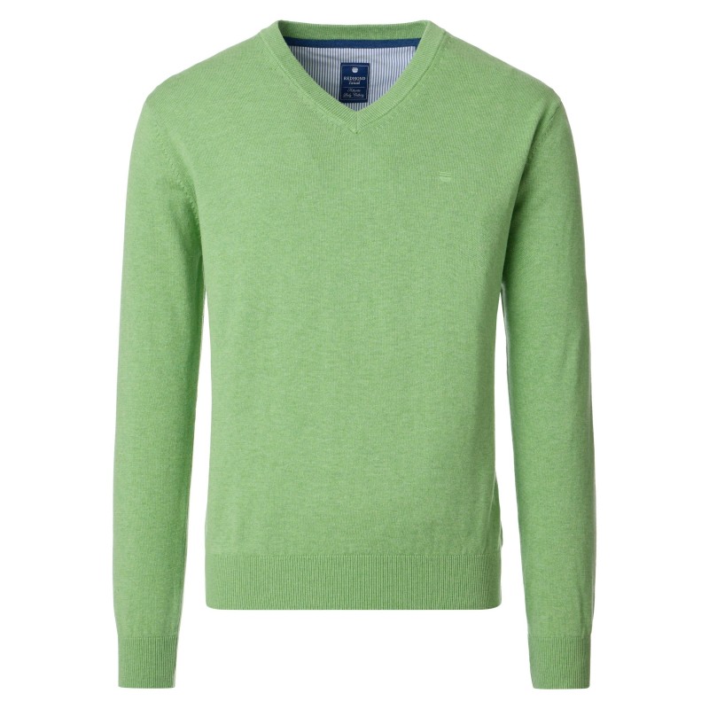 Pull Coton Col V Pomme
