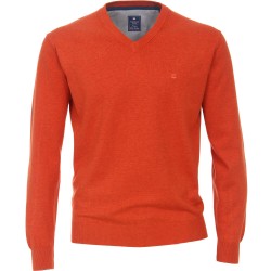 Pull Coton Col V Rouille
