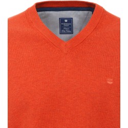Pull Coton Col V Rouille