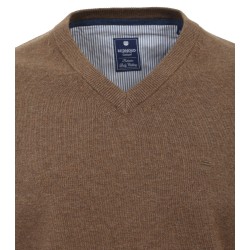 Pull Coton Col V Taupe