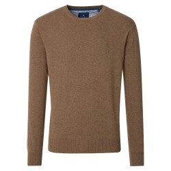 Pull Coton Col Rond Taupe