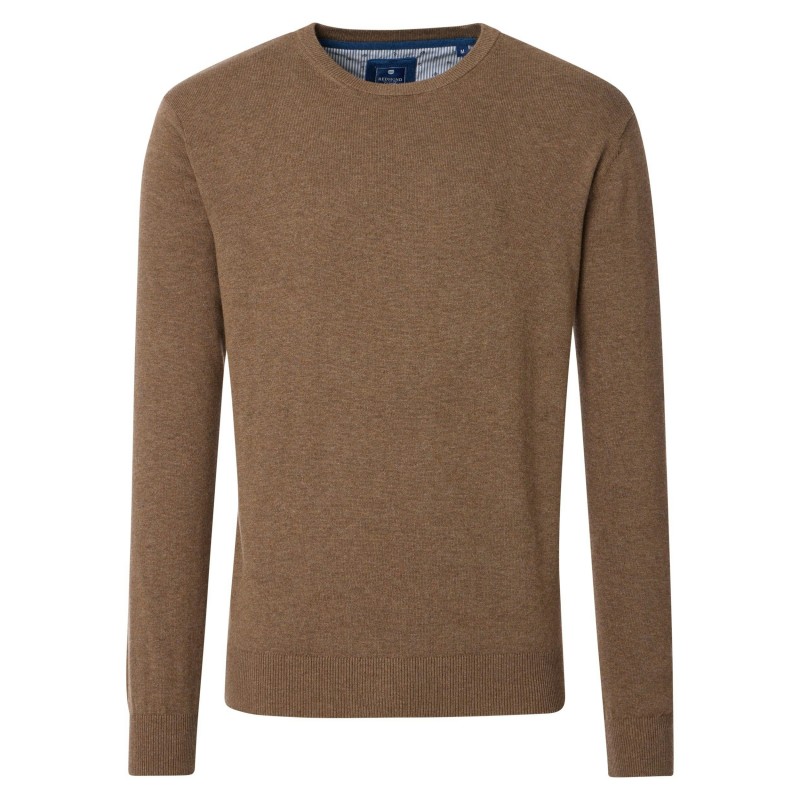Pull Coton Col Rond Taupe