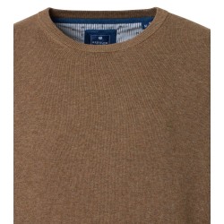 Pull Coton Col Rond Taupe