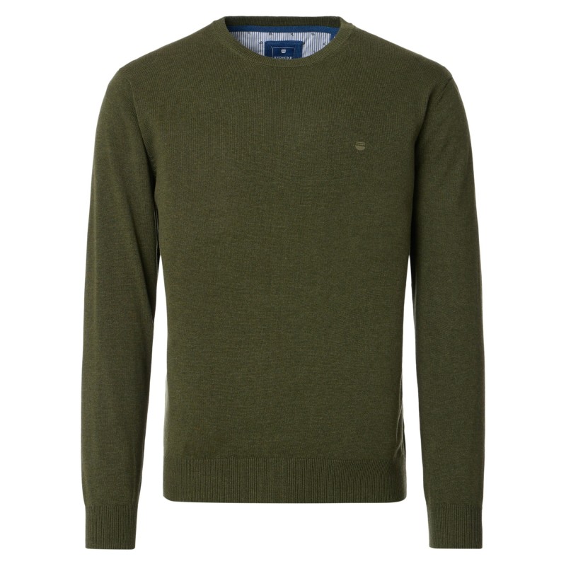 Pull Coton Col Rond Vert