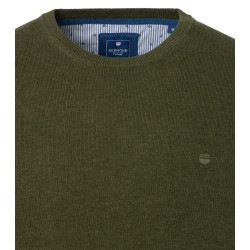 Pull Coton Col Rond Vert