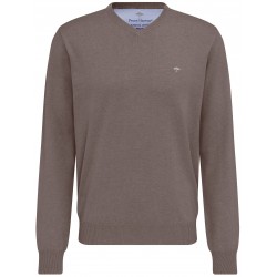 Pull Col V Coton Terre