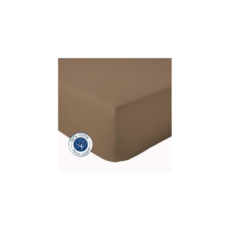 Drap Housse Taupe 160x200 - Bt 30cm