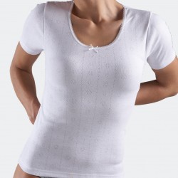 Chemise MC Maille Trou-Trou Blanc