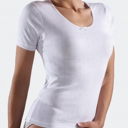 Chemise MC Maille Trou-Trou Blanc
