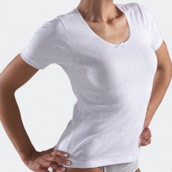 Chemise MC Maille Trou-Trou Blanc