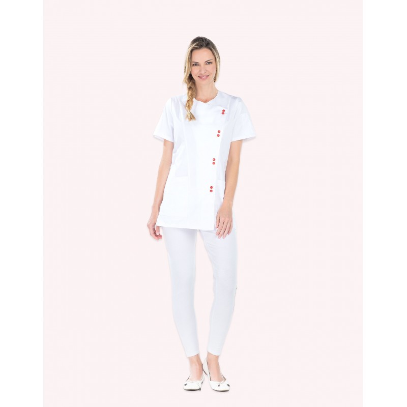 Tunique Courte Celine Blanc pressions Rouge