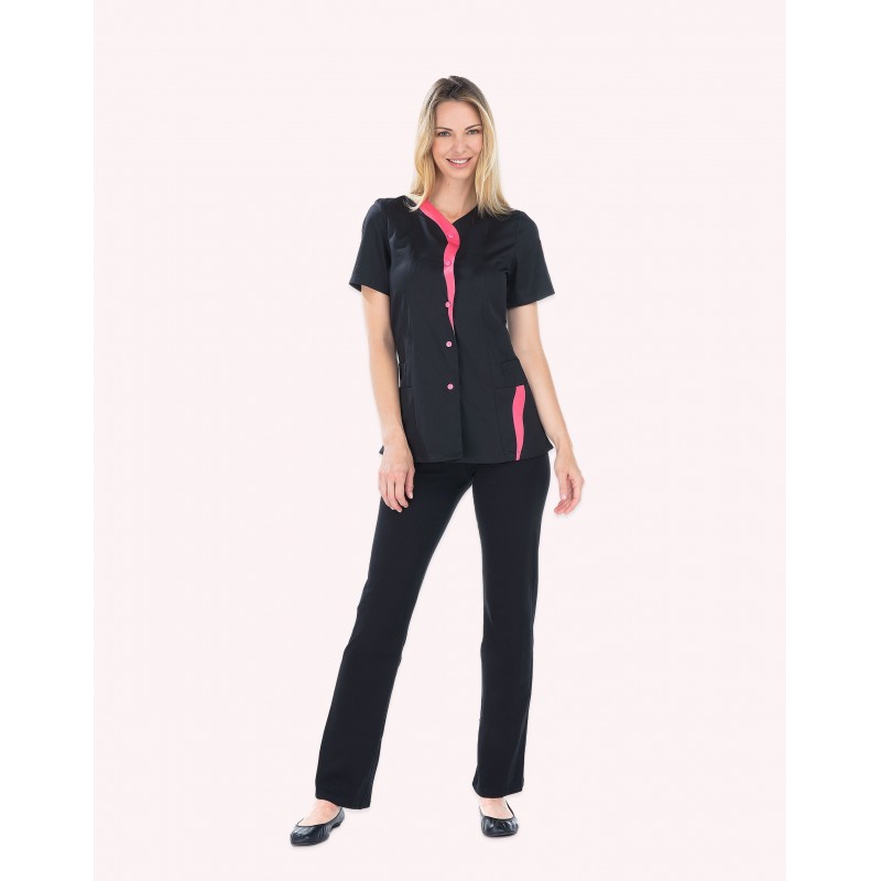 Tunique Courte Lucile Noir garni Fuschia