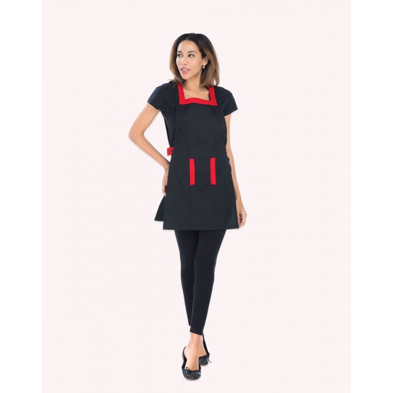 Blouse Chasuble Noir/Rouge