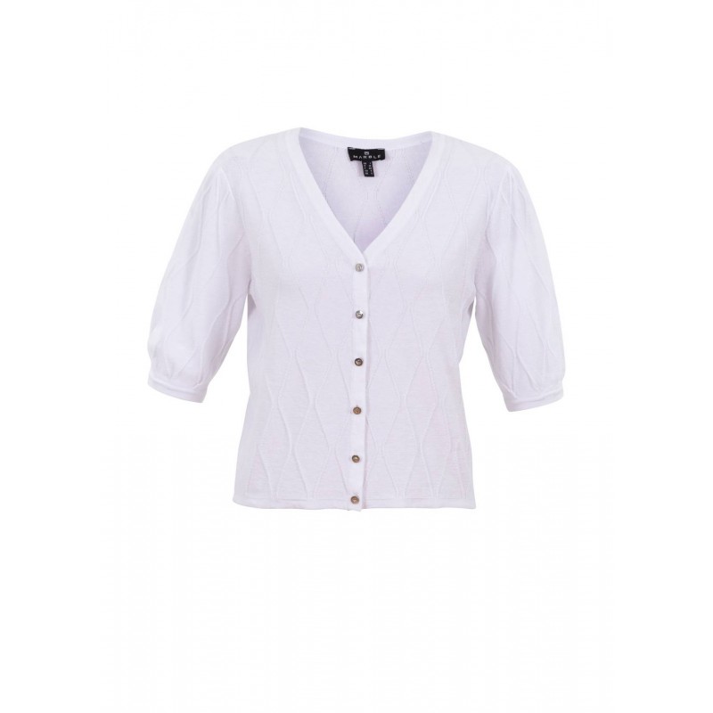 Cardigan Lin Coton Blanc