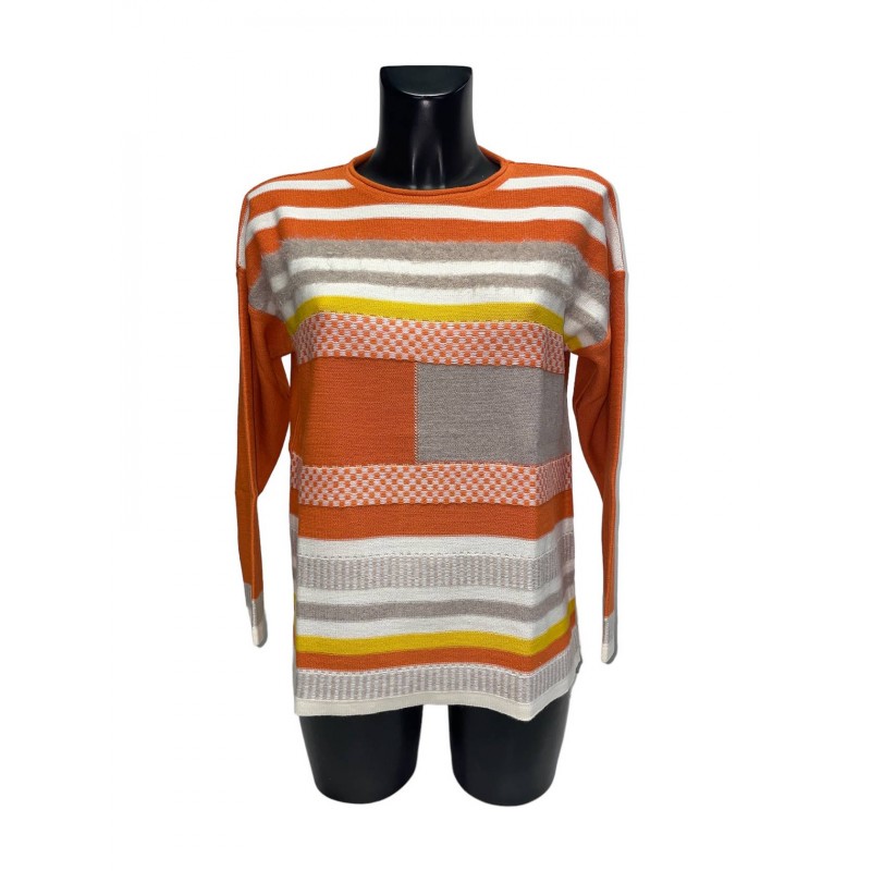 Pull Orange Laine Polyacrylique