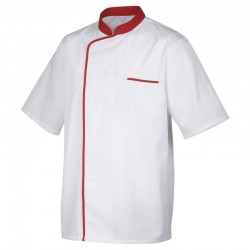 Veste de cuisine Blanc avec liseré Rouge