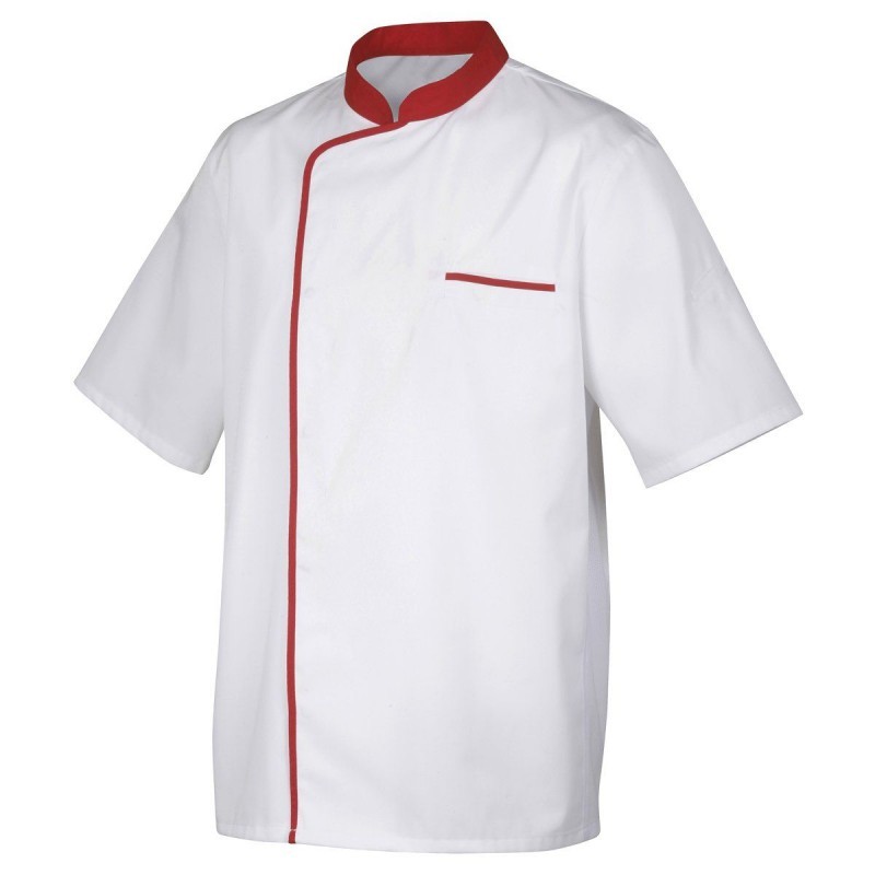 Veste de cuisine Blanc avec liseré Rouge