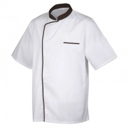 Veste de cuisine Blanc avec liseré Marron